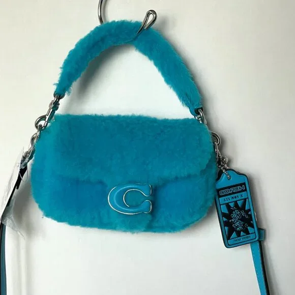 COACH x Lil Nas X Tabby 12 Shearling 2 Way Bag Montero Blue CP940 - Picture 11 of 14